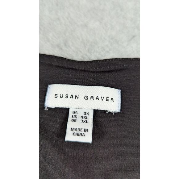 Susan Graver Women Top 3X Polka Dot Lace Overlay Swing Tunic Stretch Popover - Picture 6 of 10